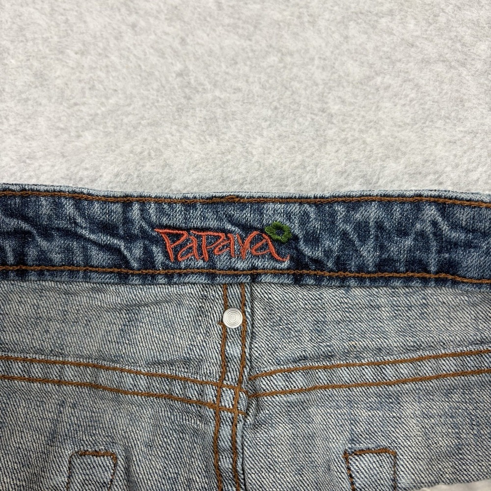 Papaya Denim Skirt Womens Medium Blue Low Rise Raw Hem Y2K Mini Stretch Club - Picture 4 of 9